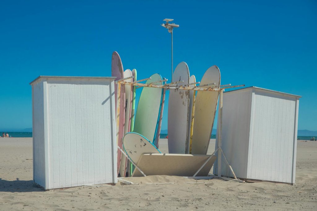 surfboards on beach