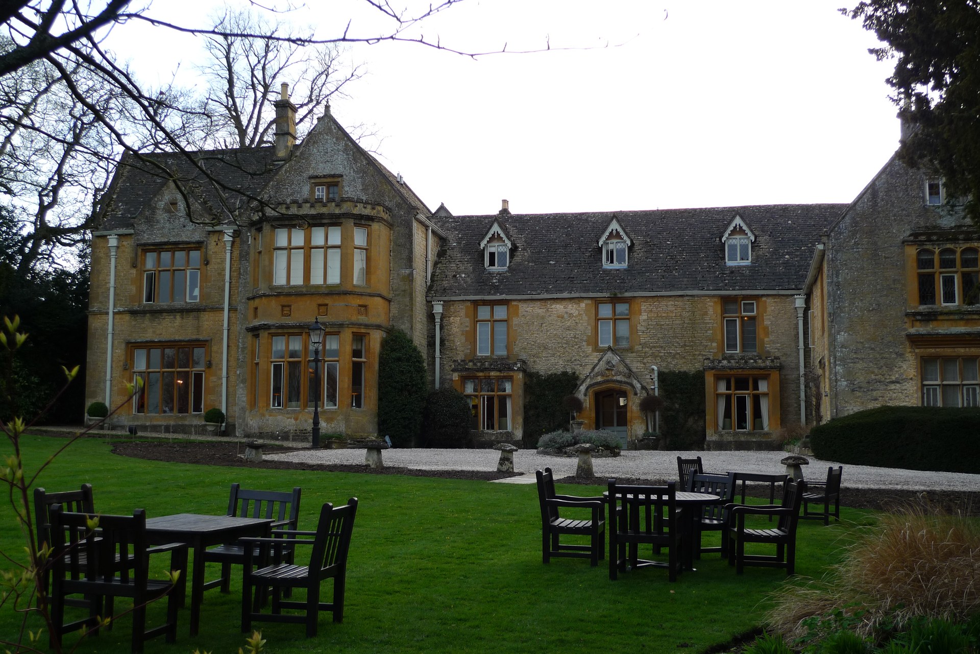 The stone exterior of Lords of the Manor Hotel in Upper Slaughter