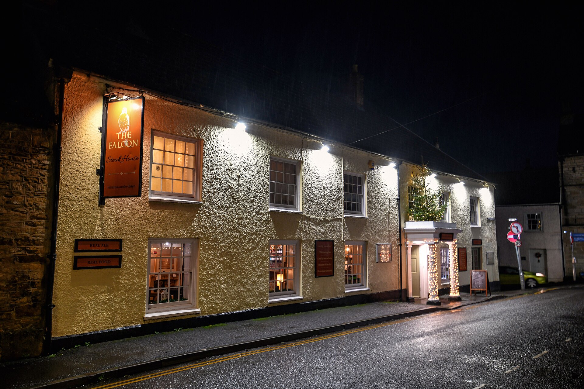 Frontage of the Falcon Steakhouse on Church Street in Wotton-under-Edge
